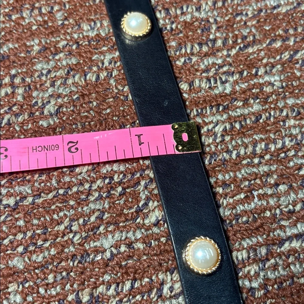 Lp blue black thin pearl accent women’s belt gold buckle girlie belt large